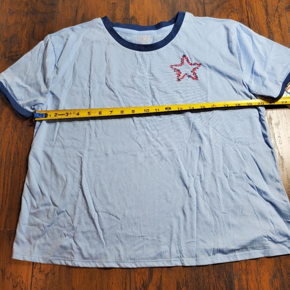 EV1 women's pajama set t-shirt & shorts - red, white, & blue sz L - Picture 6 of 11